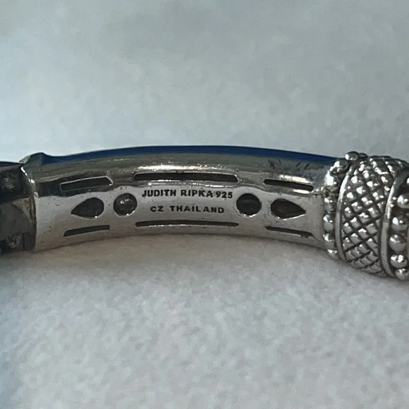 Judith Ripka Sterling Blue Enamel and CZ Bracelet - Picture 7 of 13